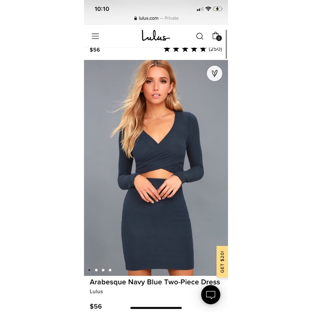 Lulu’s navy blue two piece long sleeve set